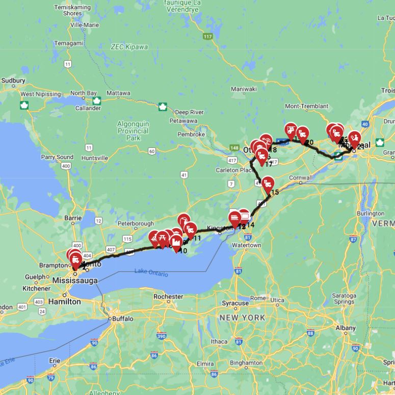 Map for Toronto To Montreal